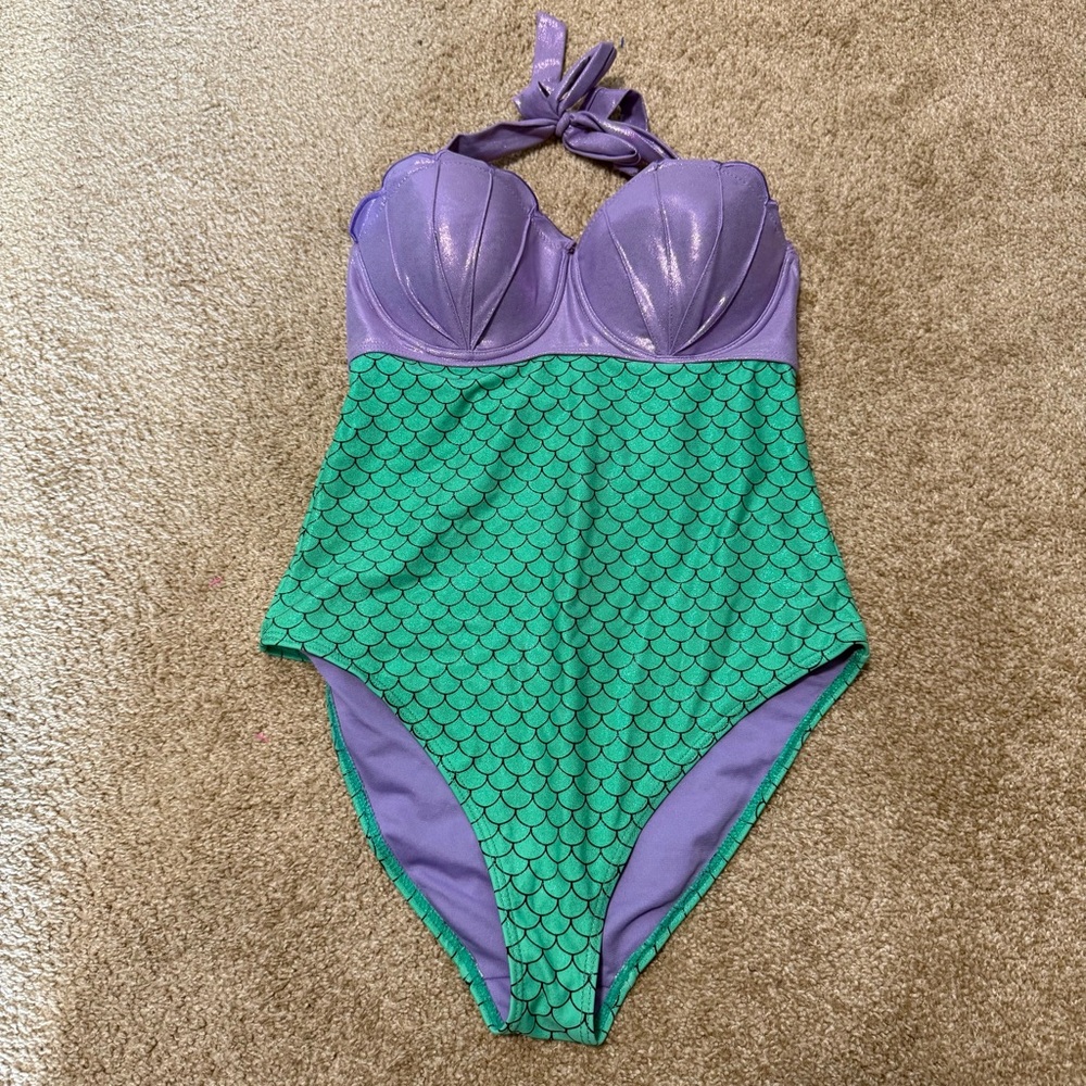 Disney Purple and Green Mermaid One Piece Swimsuit
